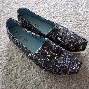 TOMS Black Science Print Slip-On Shoes